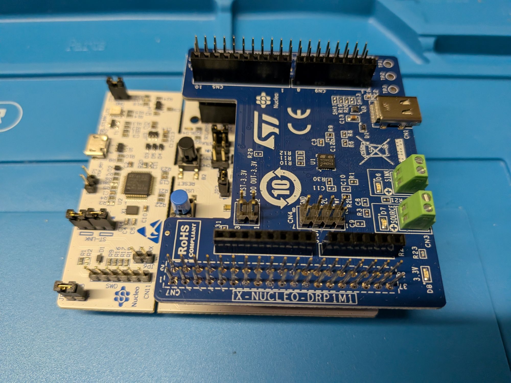 NUCLEO-G071RB with X-NUCLEO-DRP1M1 attached